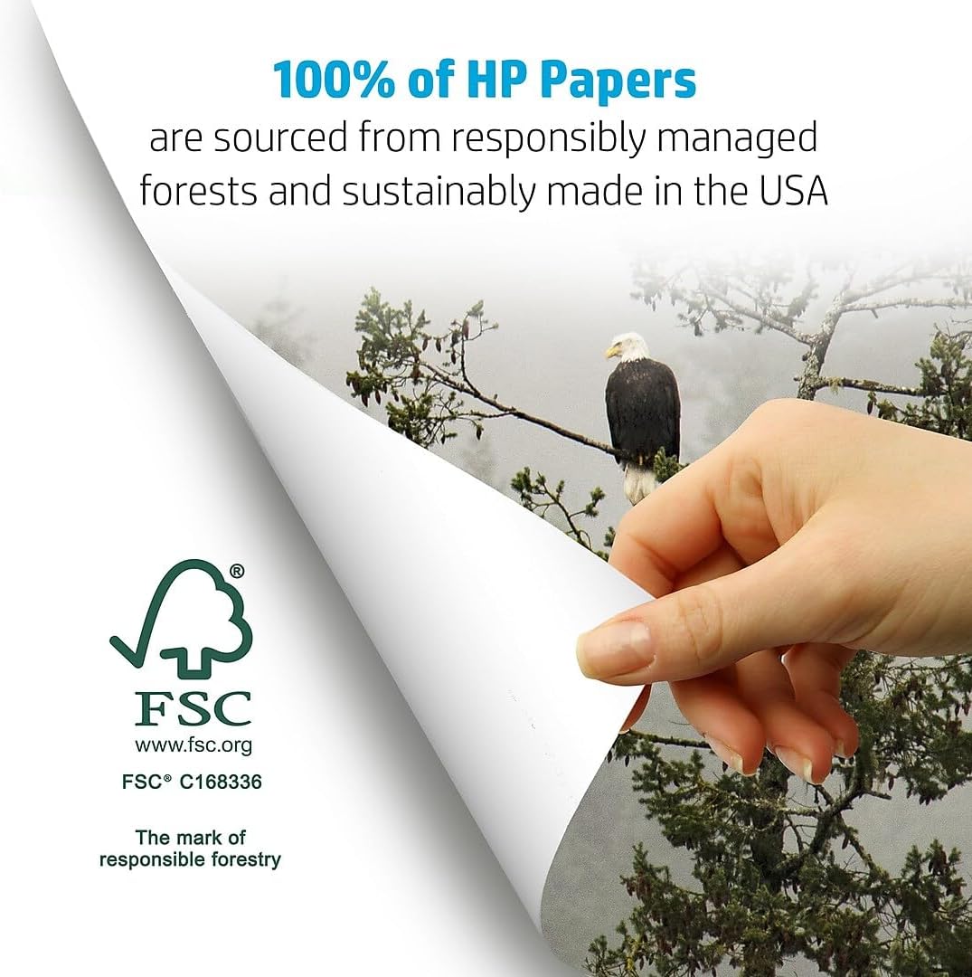HP Compatible Printer Paper "8.5 x 11" – Multipurpose Copy Paper, 20 lb, 96 Bright, 5 Ream Case (2,500 Sheets), FSC Certified, Made in USA – 115100PC