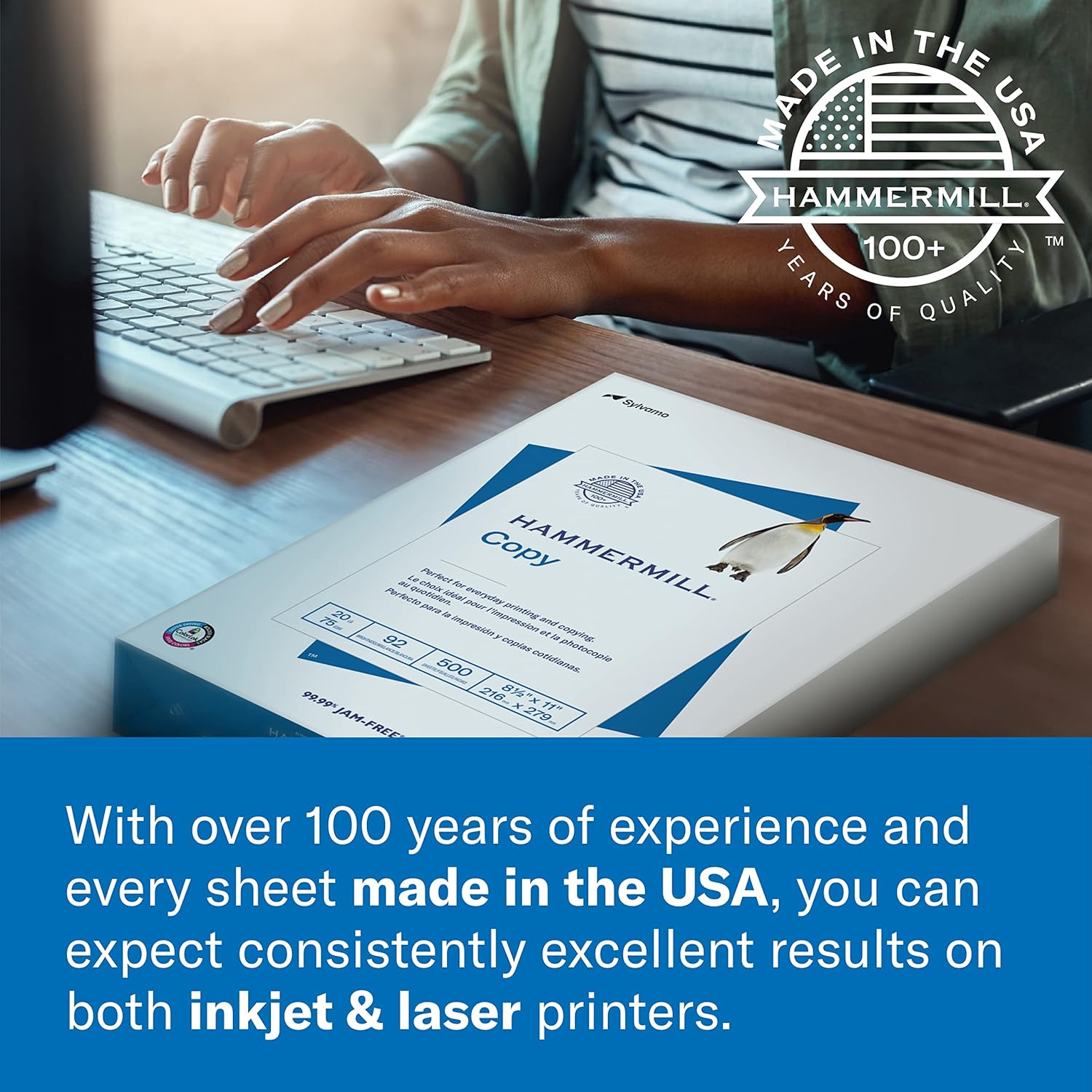 Hammermill 3-Hole Copy Paper – 8.5" x 11", 20 lb, 92 Bright, 10 Ream Case (5,000 Sheets), Pre-Punched Printer Paper, Made in USA