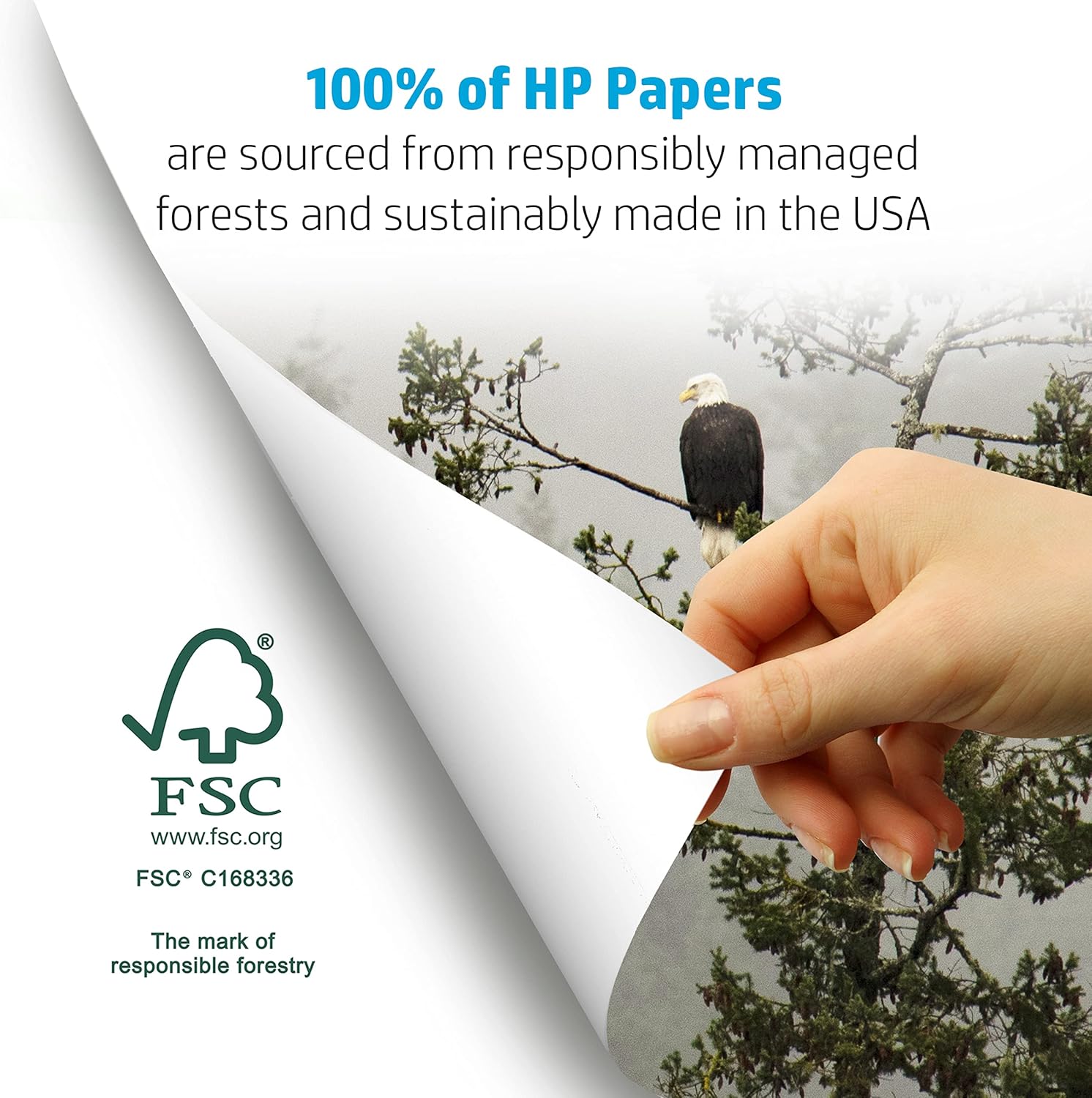 HP Compatible Printer Paper "8.5 x 11" – Multipurpose Copy Paper, 20 lb, 96 Bright, 3 Ream Case (1,500 Sheets), FSC Certified, Made in USA – 112530C
