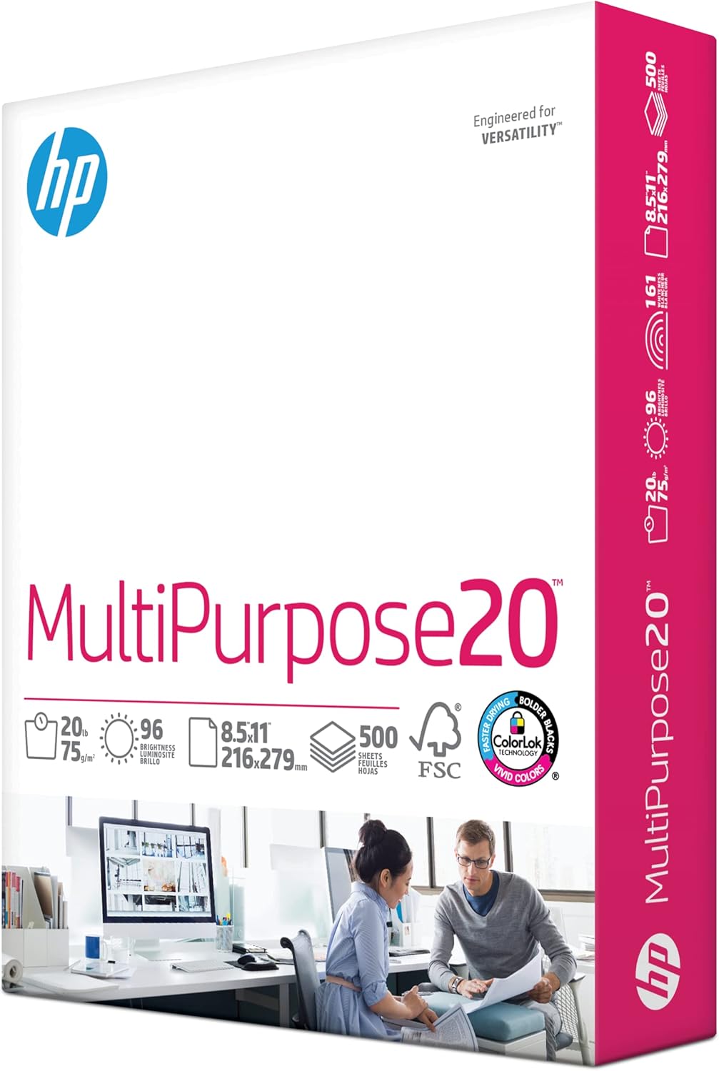 HP Compatible Premium Printer Paper 8.5" x 11" – 20 lb, 96 Bright, Pack Case (1500 Sheets), Ultra White Copy Paper, FSC Certified, Made in USA – 115100R