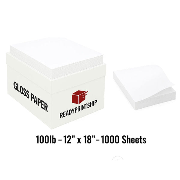 Gloss Paper 100lb, 12" x 18", 1000 Sheets, White | ReadyPrintShip